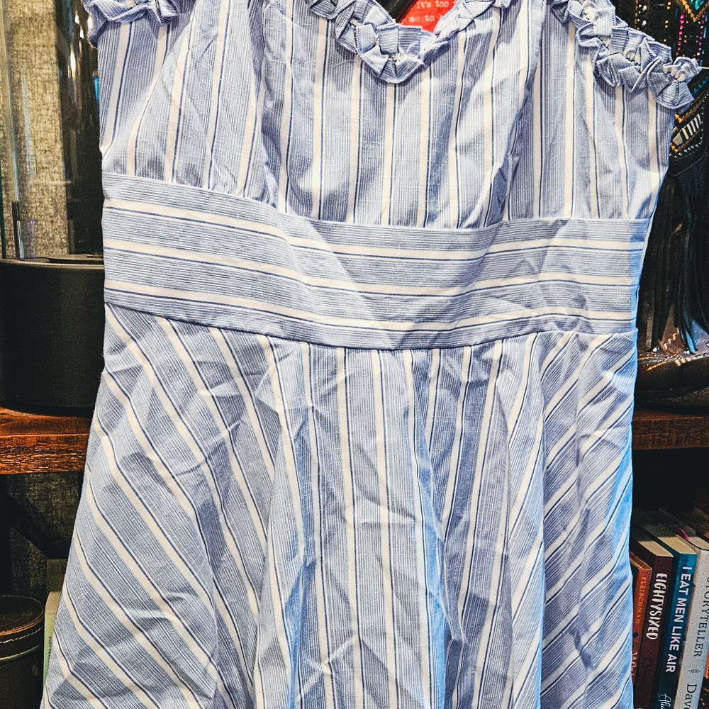 Blue and White Striped Dress